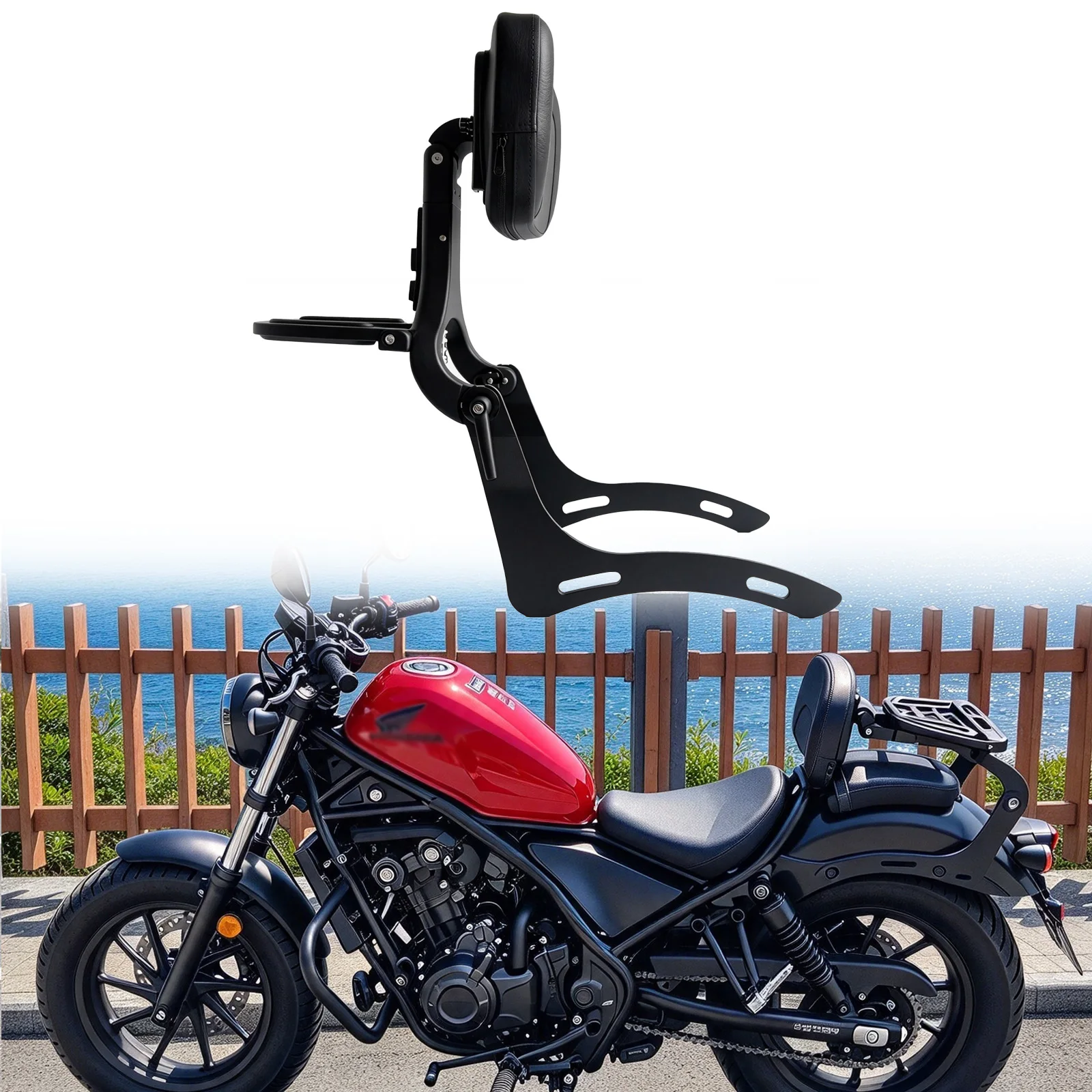 Multi Purpose Folding Sissy Bar Motorcycle Rear Backrest for Honda Rebel CMX 1100 CM1100