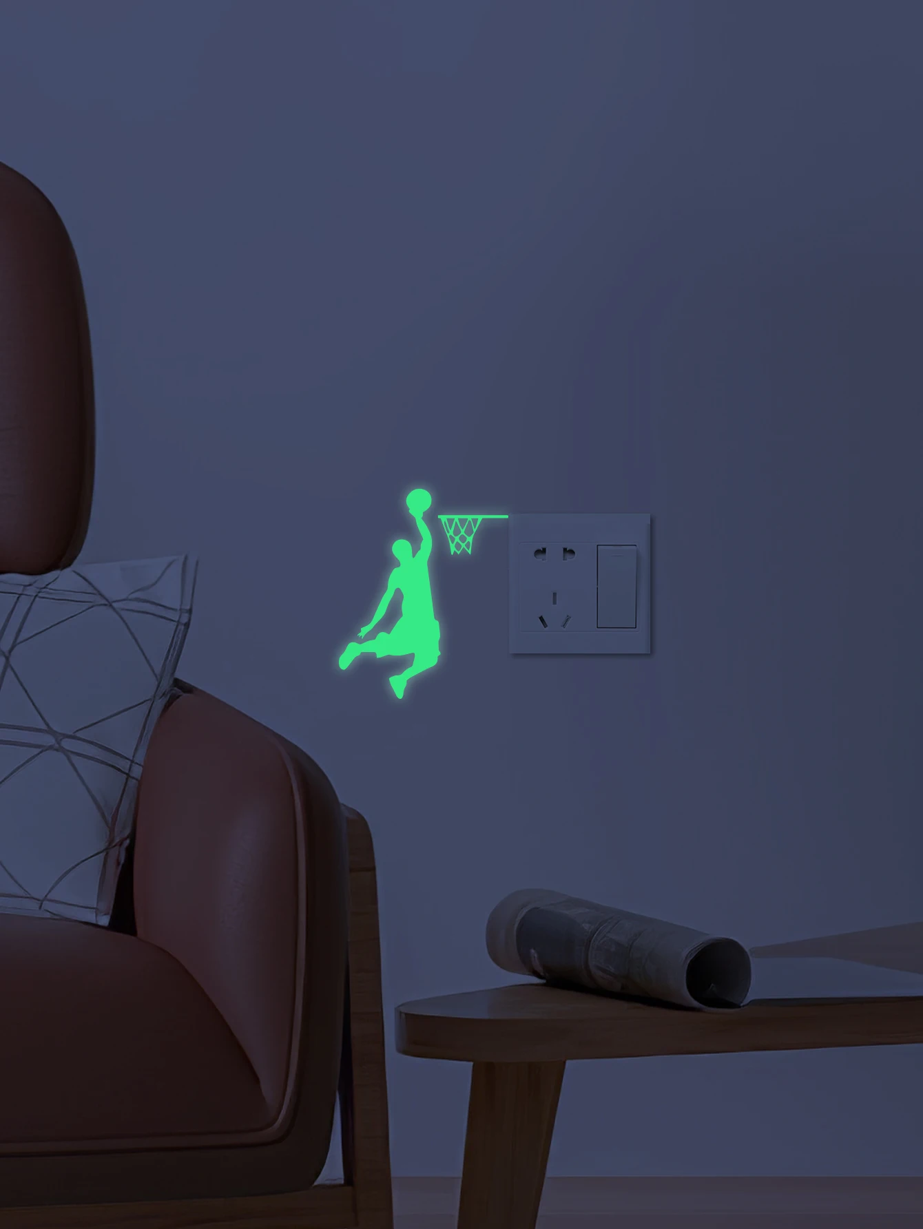 1pc Funny basketball master sport lover luminous sticker Green fluorescence sticker  Wall Sticker Wall Decal Sticker Home Decor