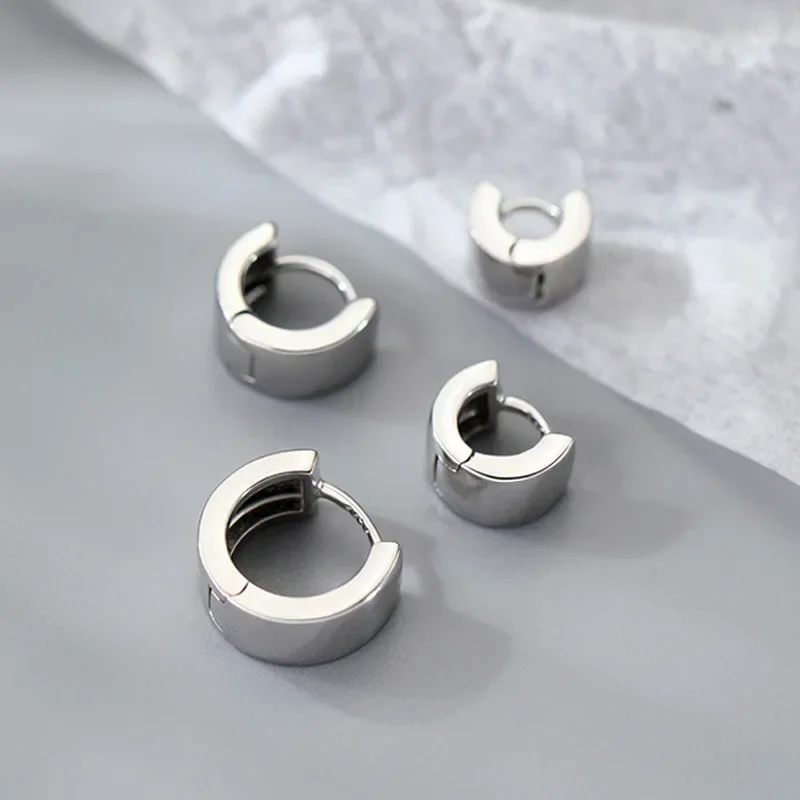 Gold Color Simple Wide Huggies Vintage Hoop Earrings for Women Temperament Piercing Jewelry Ear Buckles