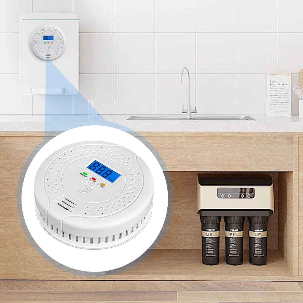 Digital Carbon Monoxide Detector Audible and Visual Alarm Battery Powered Warning Alarm Sensor Portable CO Detector Home Use