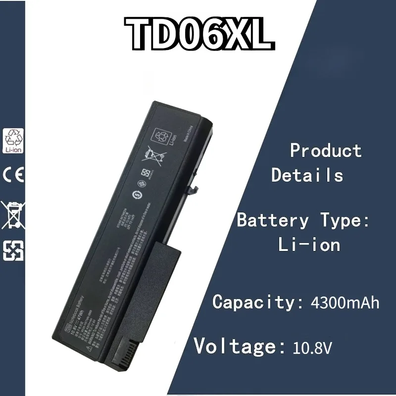 

10,8 В 4300 мАч TD06XL для HP ProBook 6550b 6555b TD06 TD09 HSTNN-IB1C HSTNN-I88C-5 HSTNN-IB68 HSTNN-DB0E HSTNN-I44C