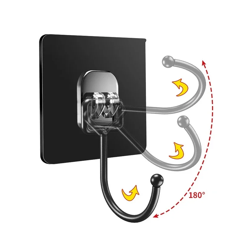 5/10/20Pcs Self Adhesive Hooks Rotating Waterproof Strong Hook Holder Wall Door Storage Hanging Hooks Kitchen Bathroom Organizer