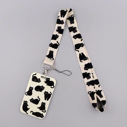 LX1350 Cute Cartoon Black Cat Neck Strap Lanyard for Keys Keychain Badge Holder ID Credit Card Pass Phone Charm Accessories