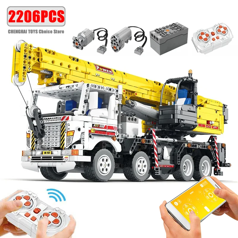 City Mobile Crane Engineering Building Blocks Technology Bricks Moc Remote Control Truck Model Assembling Toys for Boys Gift Set