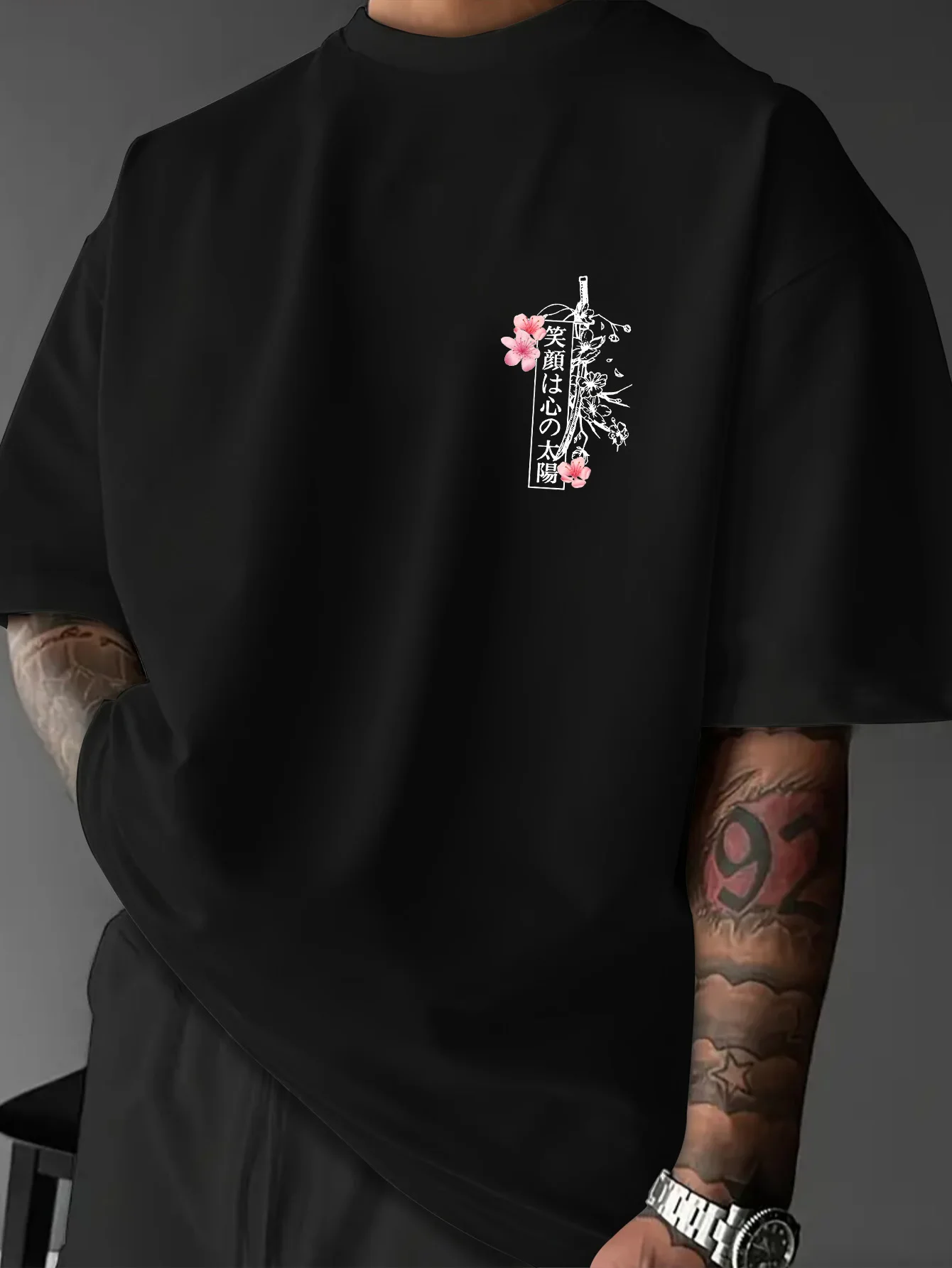 Printed T-shirt for Men New Summer Fashion Bushido Katana Koi Sakura Printed Tee Machine Washable S-XXL