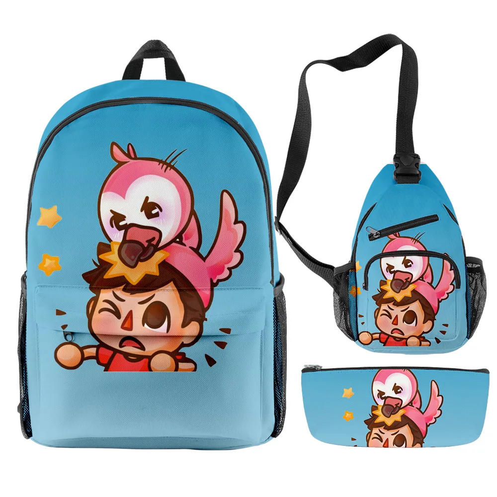 

Harajuku Novelty Cool flim flam flamingo 3D Print 3pcs/Set pupil School Bags Travel Laptop Backpack Chest Bag Pencil Case