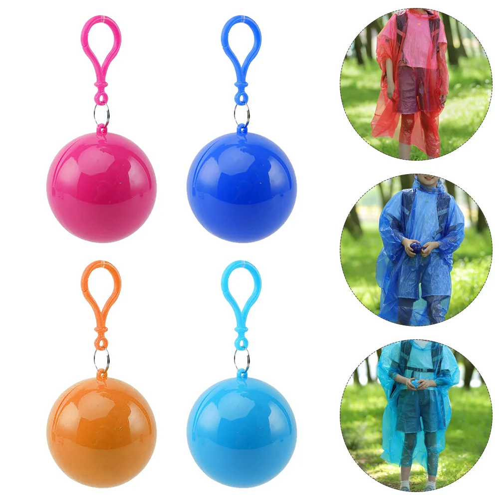 

4 Pcs Disposable Raincoat Ponchos for Adults Fold-able Raincoats Spherical Pvc Ball-shaped with Hood Women's