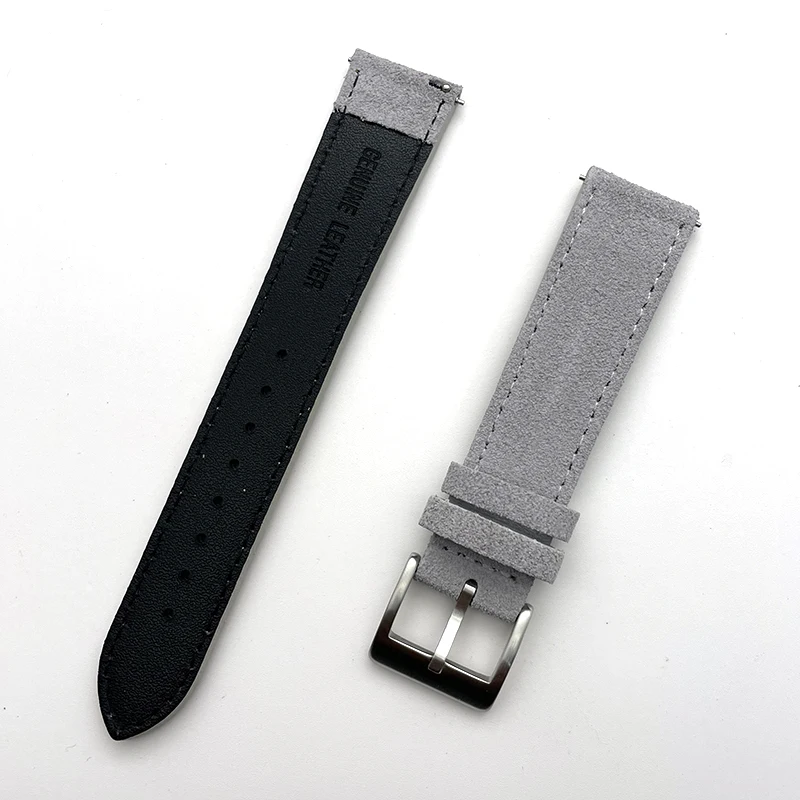 20mm Merkur New Grey Turned Fur Leather Strap Waterproof Skin-friendly Retro Quick Release Watchband Watch Accessories