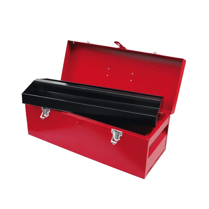 

Heavy Duty 20 Inch Metal Tool Box PVC Handle Metallic Tray 2 Chrome Latches Secure Storage Rust Proof Tool Organizer