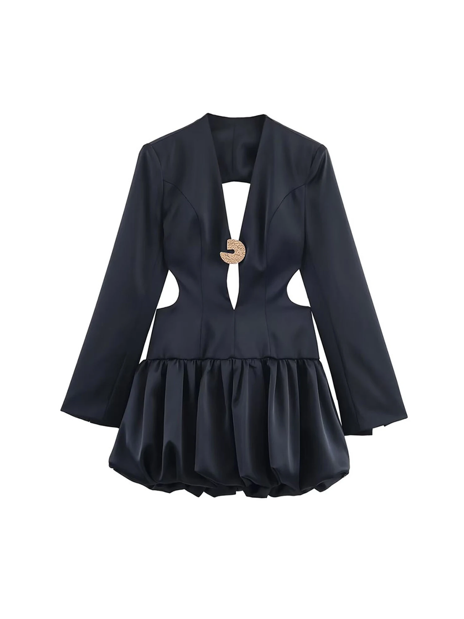 

Черное готическое женское платье-рубашка во французском стиле, винтажное ретро-платье с длинным рукавом, повседневная шикарная элегантная туника, сарафан с высокой талией 2022.