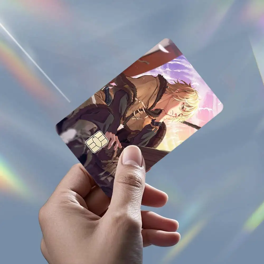Hot Anime 2026 V-Vinland SagaS 4pcs 1Set HD Waterproof Card Skins Protective Stickers for Credit Bank Game Cards