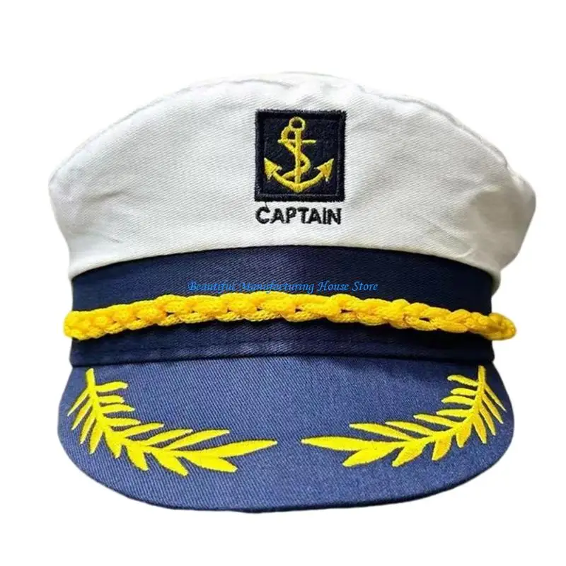 E56A Women Adjustable Captain Sailors Hat Breathable Polyester Lightweight For Daily Outings