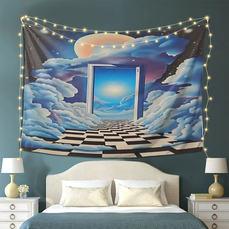 VIKAMA Time Gate Tapestry, Dreamy and Fantastical Sky Cloud Wall Hanging, Aesthetic Decor for Bedroom and Living Room Background