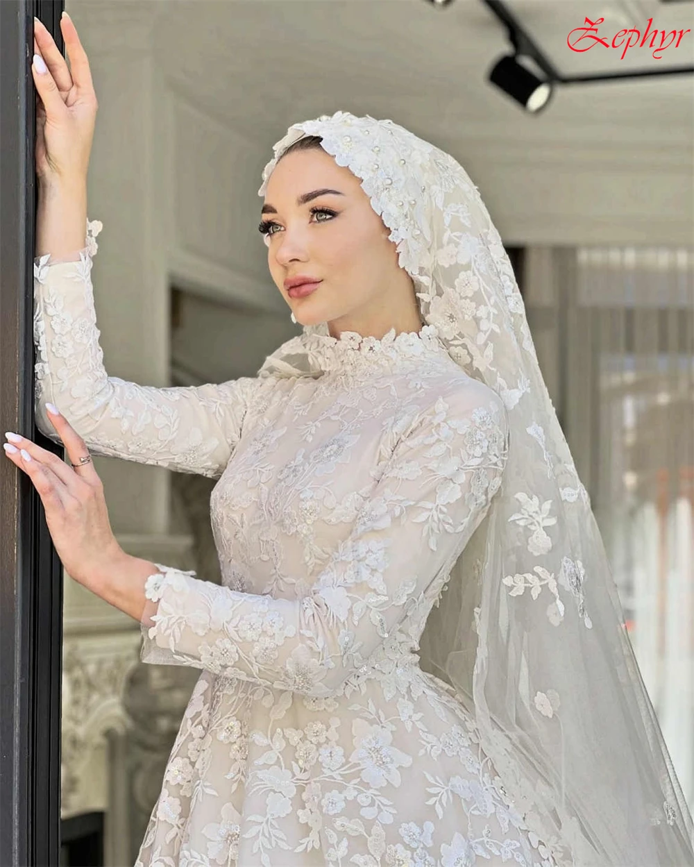 Vestidos largos de tul blanco personalizados para fiesta de boda, corte en A, cuello alto, elegante, Formal, temperamento de lujo, vestido de novia