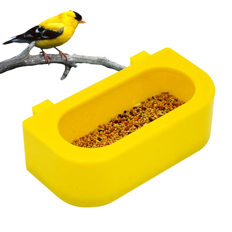 1pcs Pet Birds Hanging Feeding Trough Parrot Food Water Bowl Dual Feeding Cup Plastic Bird Pigeons Cage Feeder Stand Drinker Box