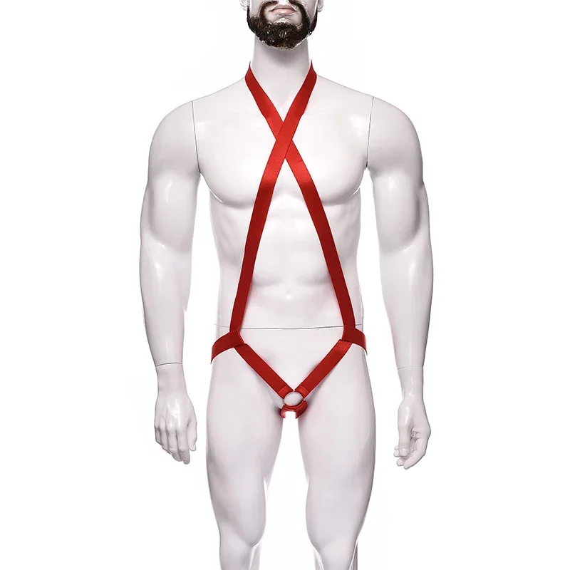 

Men Red Full Body Harness Belt Straps Cosplay Sexy Lingerie Cage Suspenders Bodysuit Clubwear Costume Sexy Lingerie Set