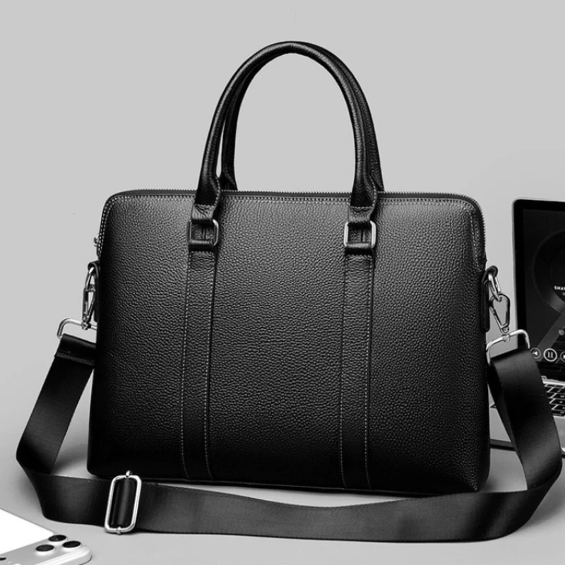 Genuine leather Briefcase Leisure Men's Bag Business Messenger Bags Male Portable Briefcase Laptop Handbag Brand Office file bag