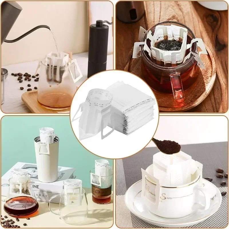 50-200pcs Coffee Filter Bags Disposable Drip Coffee Paper Pack Portable Hanging Ear Espresso Coffee Tea Making Tool Accessories