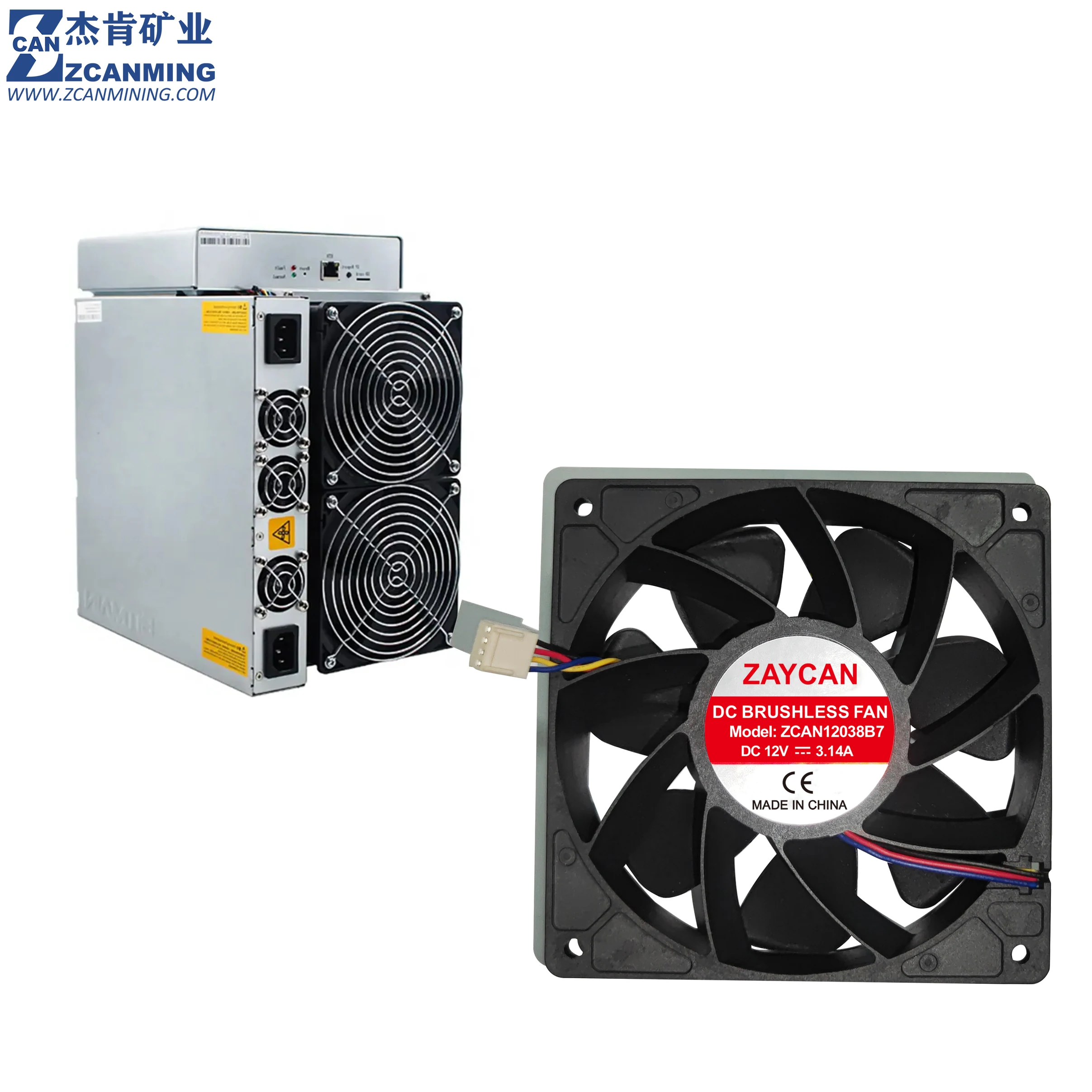 مروحة تبريد قوية للتعدين ZCAN 6500/7000 دورة في الدقيقة 12 فولت 3.14A لـ Antminer S19 S19pro L7 D7 S17 T17 S9 L3+