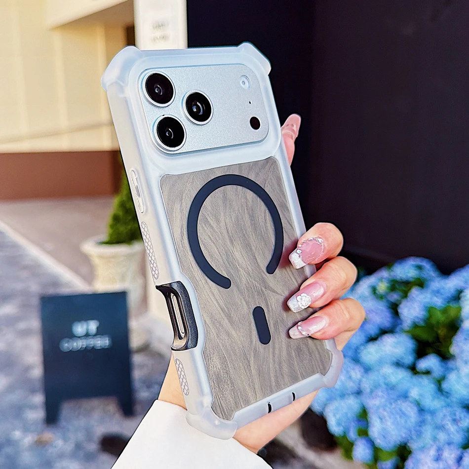 Magnetic Case For iPhone 17 Air 16 15 Pro Max Plus Air 14 13 Cases Laser Feather Pattern Wireless Charge Thick Shockproof  Cover view 6