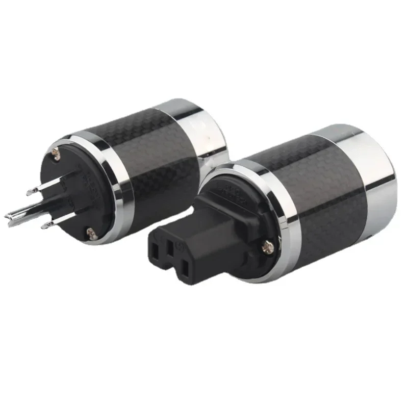Hi-End-Steckdose FI50 Schwarz Carbonfaser Rhodiniert mit Dichtung EU US Standard AC-Strom IEC-Buchse Hi-Fi US AC-Netzstecker – Detail 7
