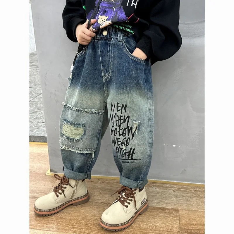 

Boys Jean Pants Long Trousers Cotton 2024 Lasted Spring Autumn Baby's Kids Pants Teenagers Outwear Children's Clothing