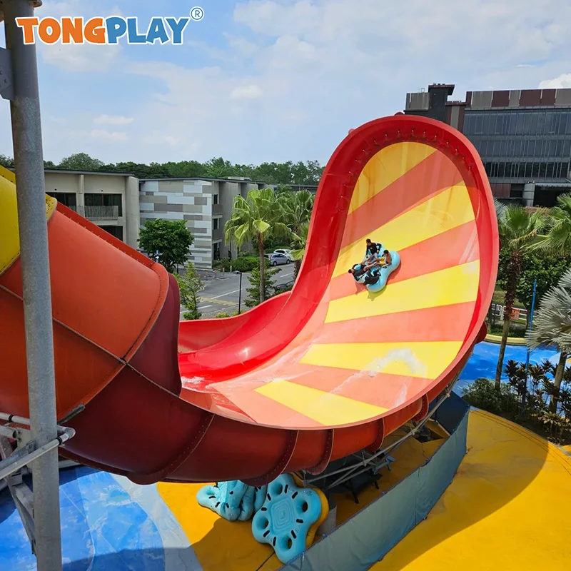 Customized Fiberglass Boomerang Raft Water Slide Adults Water Park Equipment For Swimming Pool Outdoor Water Playground