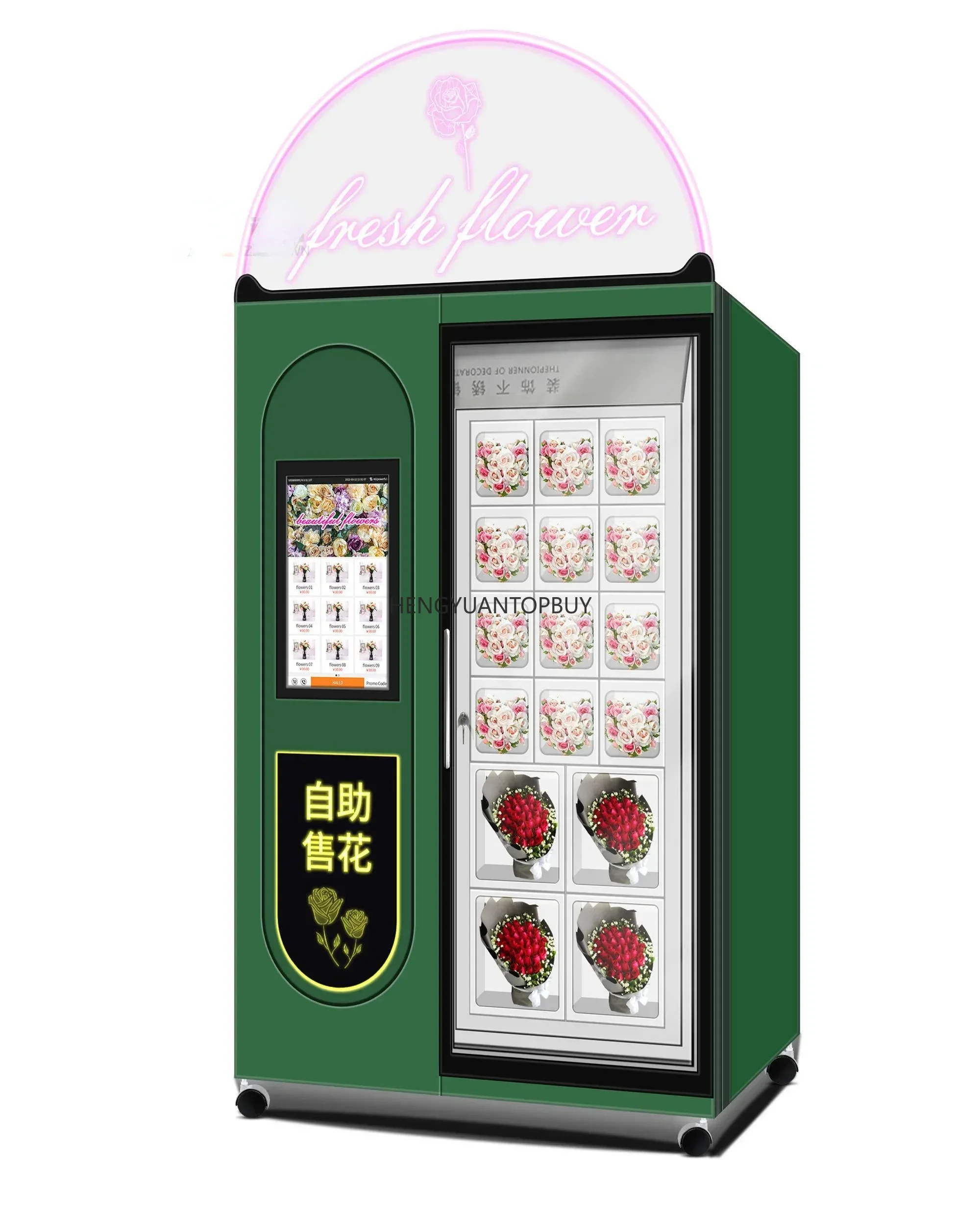 Hot Sales6 Locker Big Size Fresh Flower Vending Machine With Refrigeration And Humidification 21.5 Inch Touch Screen With Andr
