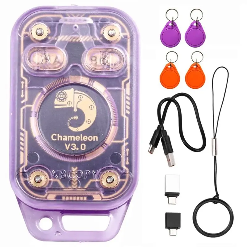 

FULL-Chameleon V3.0 RFID Smart Chip Reader Smart Card Emulator ID IC Tag Copyer Reader Writer +2XUID/CUID Keychain
