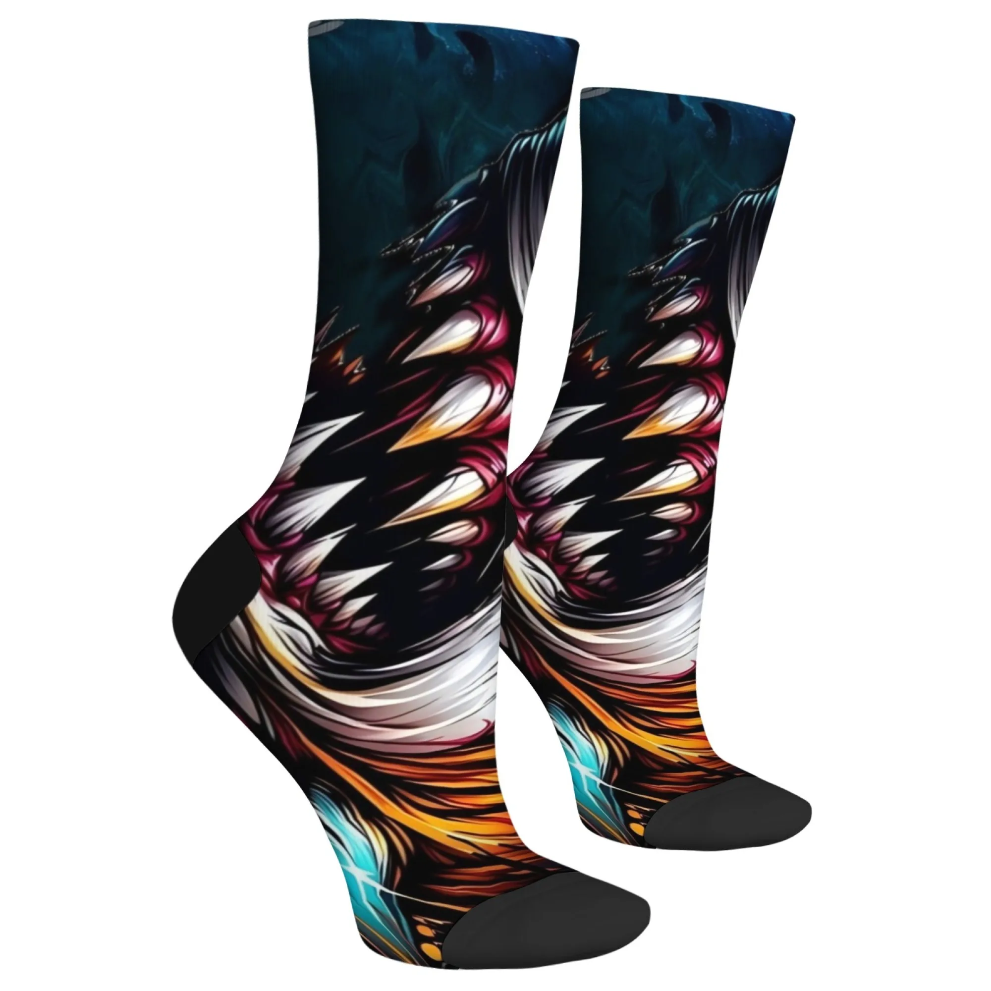 Angry Shark, новинка, забавные мужские носки, сумасшедшие уличные носки в стиле хип-хоп, модные удобные теплые повседневные спортивные носки в стиле ретро, подарок на вечеринку