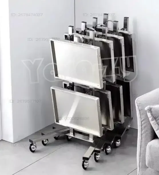 Stainless Steel Foldable Tool Cart Beauty Salon/Barber Shop Trolley Storage workbench supermarket 2-tier tool cart