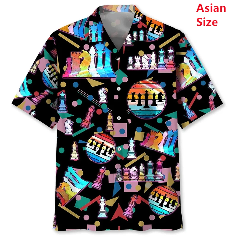 

Camo Chess Pattern Man Shirts 3D Printed Short Sleeve Loose Lapel Hawaiian Shirts Women Y2k Summer Street Button Blouses Tops
