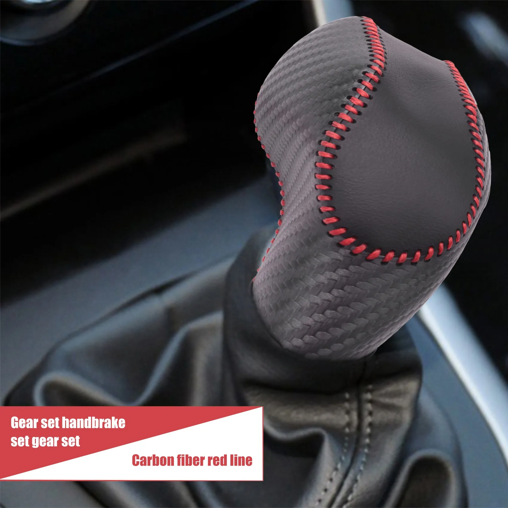 Multi-Purpose Car PU Carbon Look Gear Shift Knob Cover For Ford Ecosport Escape / Fusion /C-Max Energi Wagon / Fiesta / Focus