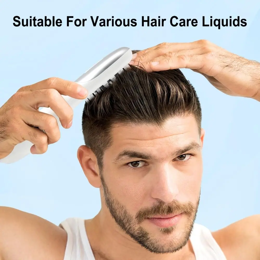 

3-в-1 аппликатор для масла для волос для кожи головы, портативный с дозатором капель, щетка для волос, красный и синий радиочастотный электрический массажер для кожи головы