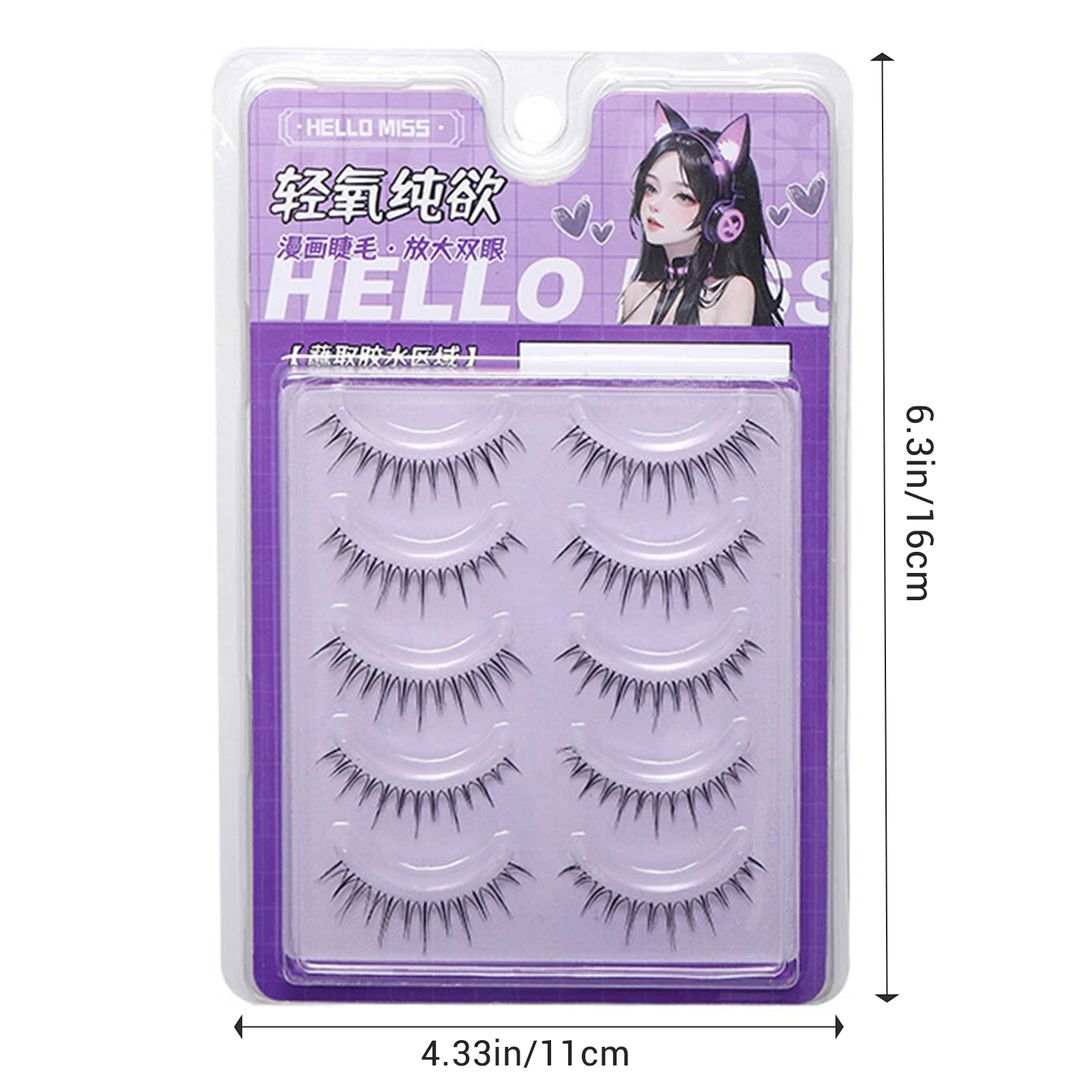 5 Pairs False Eyelashes Lash Extension Reusable U-shaped Natural Fake Lashes Make Up Transparent Stem Korean Eye Makeup Tool