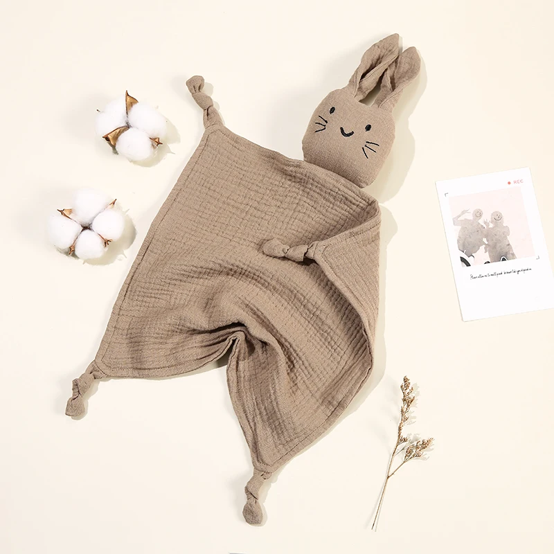 Baby Cartoon Kaninchen Baumwolle Musselin Tröster 30*30CM Nette Neugeborene Baby Schlafen Puppen Decken Infant Squale Rülpsen kleidung Lätzchen – Detail 6