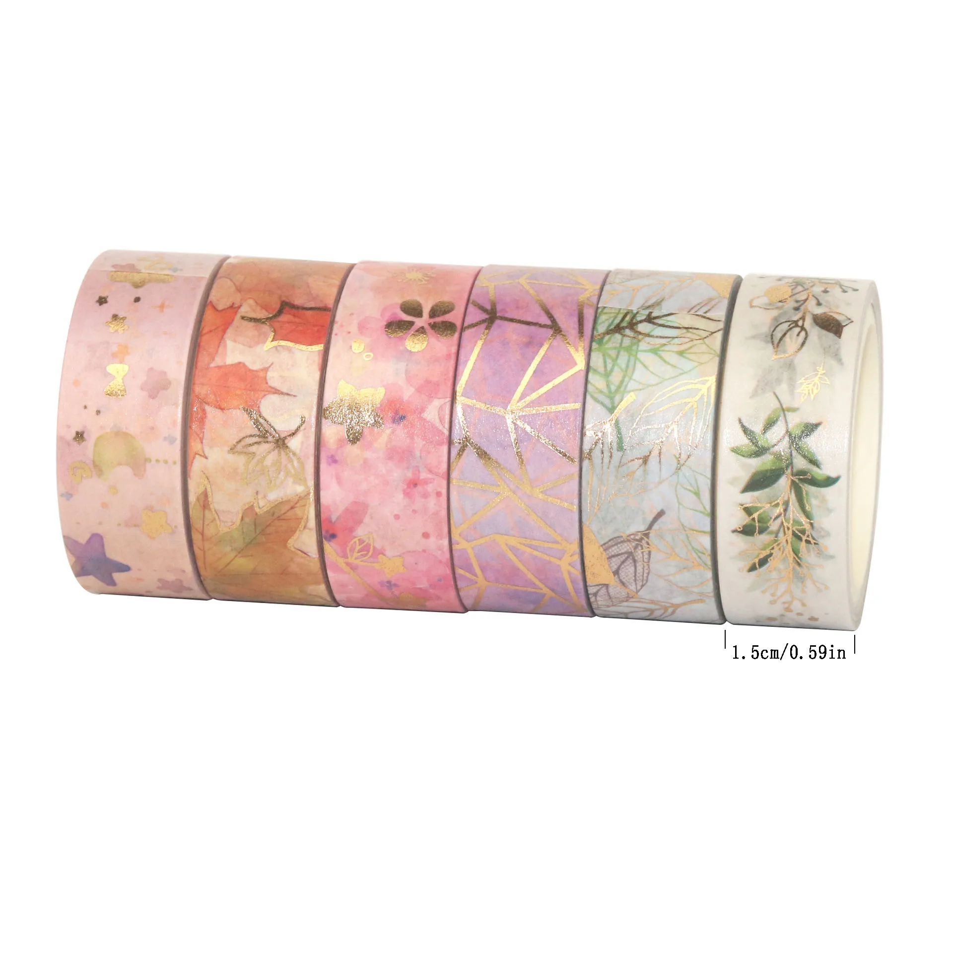 6 Roll Flower Tape Colorful Bouquet Series Paper Tapes DIY Handbook Border Decoration Masking Tape Landscaping Material Sticker