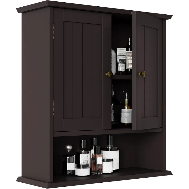 

Bathroom Cabinet Wall Mounted, Small Bathroom Medicine Cabinet with 2 Door Adjustable Shelves, Bathroom Wall Cabinet Over Toilet
