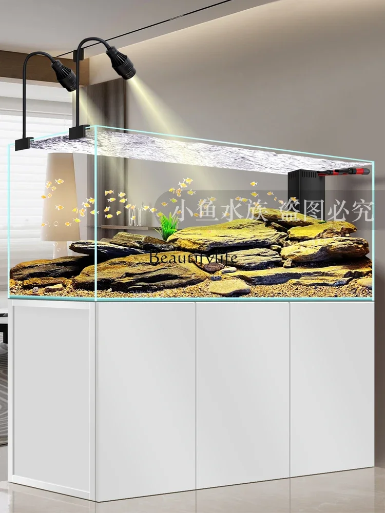 LD33Fish Tank Super White Glass Botom Filter تغيير المياه المناظر الطبيعية البيئية حوض السمك خزان العشب الأصلي