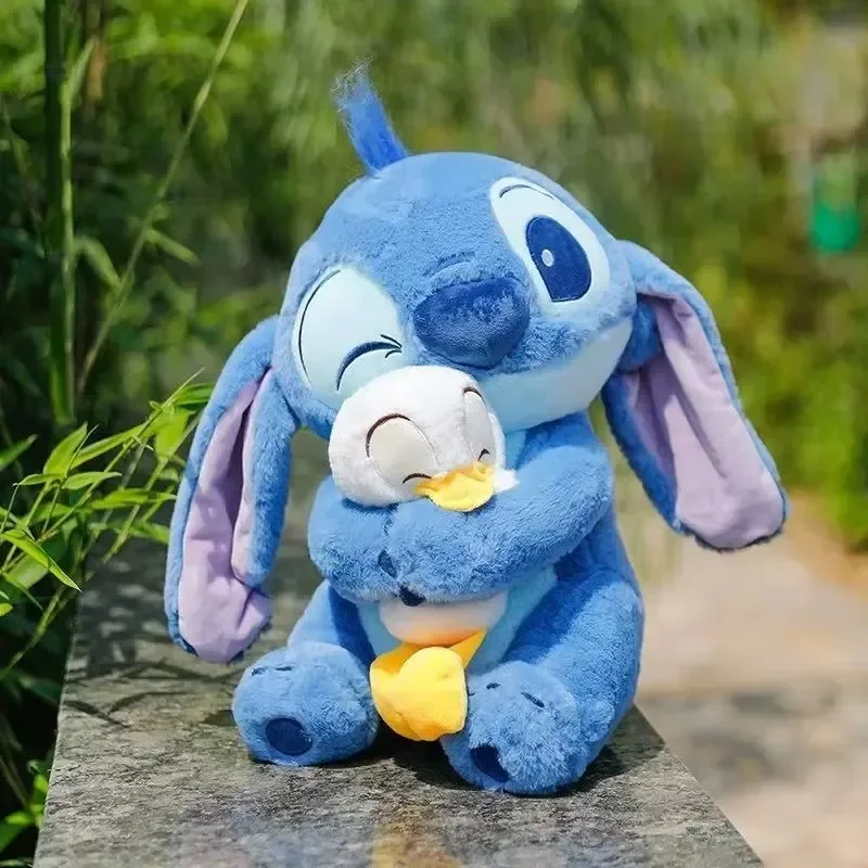 

Cartoon Anime Disney Plushies Stitch Plush Toy Soft Stuffed Anime with Donald Duck Milk Tea Removable Cuddly Plushies Home Decor