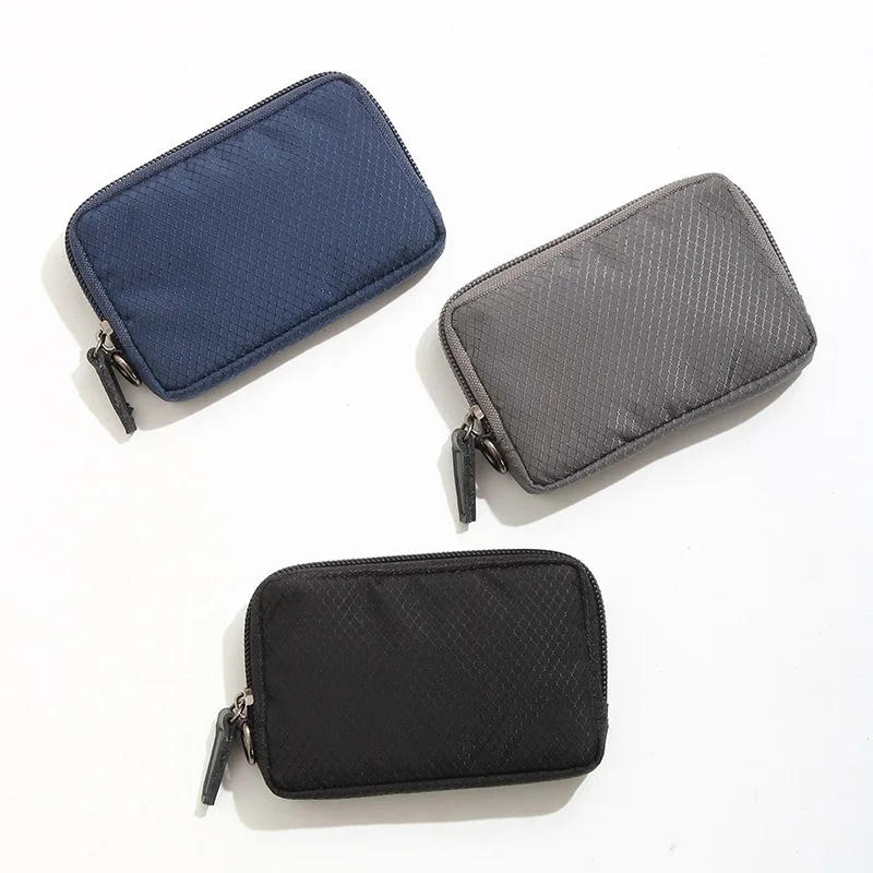 Men's Nylon Coin Pouch - Waterproof Mini Wallet with Quilted Design, Compact Handheld Bag for Outdoor & Daily Essentials