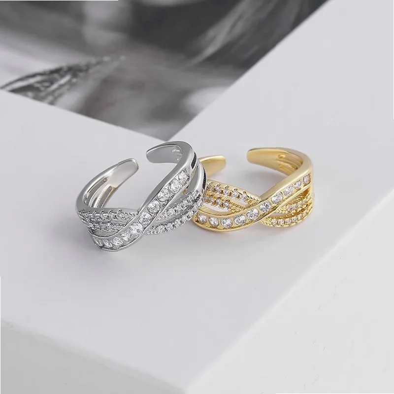 High-End Light Luxury Ring: Cold Wind Niche Design, Simple Fashion, Super Flash Zircon, Ins Trendy