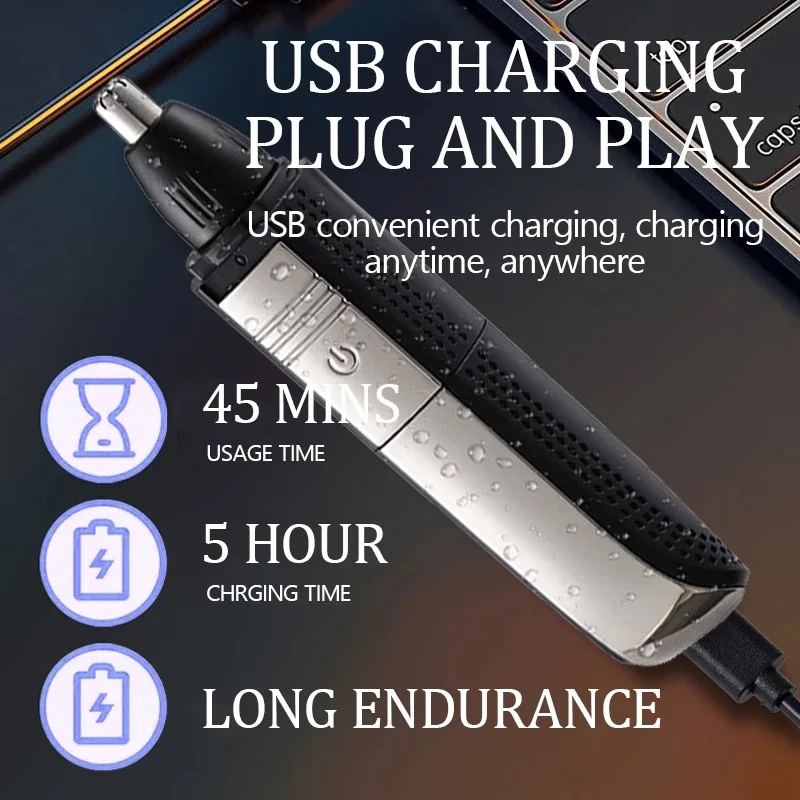 Kemei 3 في 1 مقاوم للماء الأنف الأذن الشعر المتقلب للرجال قابلة للشحن الحاجب أداة تهذيب اللحية الكهربائية الأذن الأنظف إزالة شعر الأنف