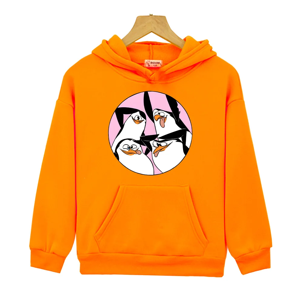 

Новая толстовка с капюшоном «Мадагаскар 4», флисовая толстовка Kawaii Movie Skipper, детская одежда с героями мультфильмов и капюшоном, пуловеры Sudaderas для мальчиков и девочек