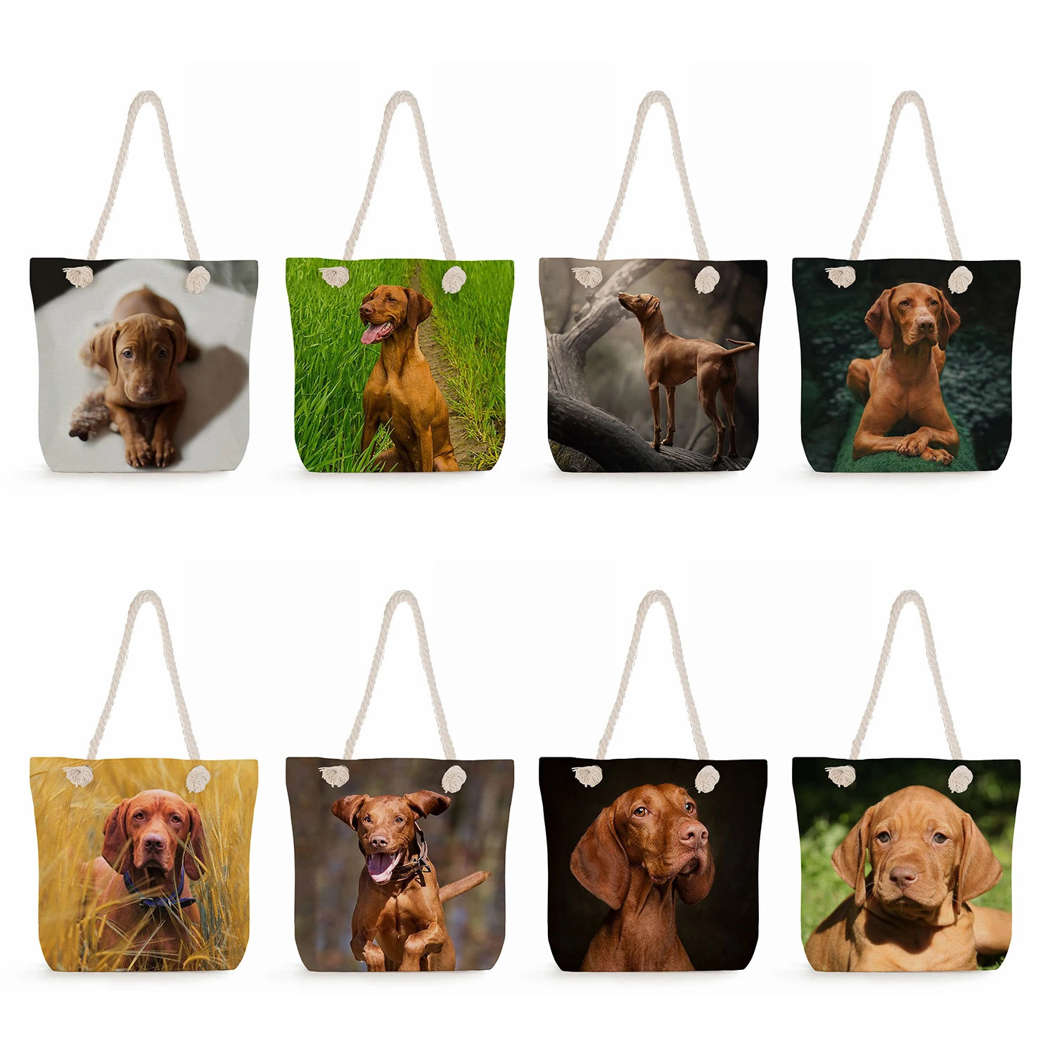 

Женская сумка на плечо Vizsla с принтом животных, уличная портативная Повседневная вместительная сумка для покупок, дорожные пляжные дамские сумочки
