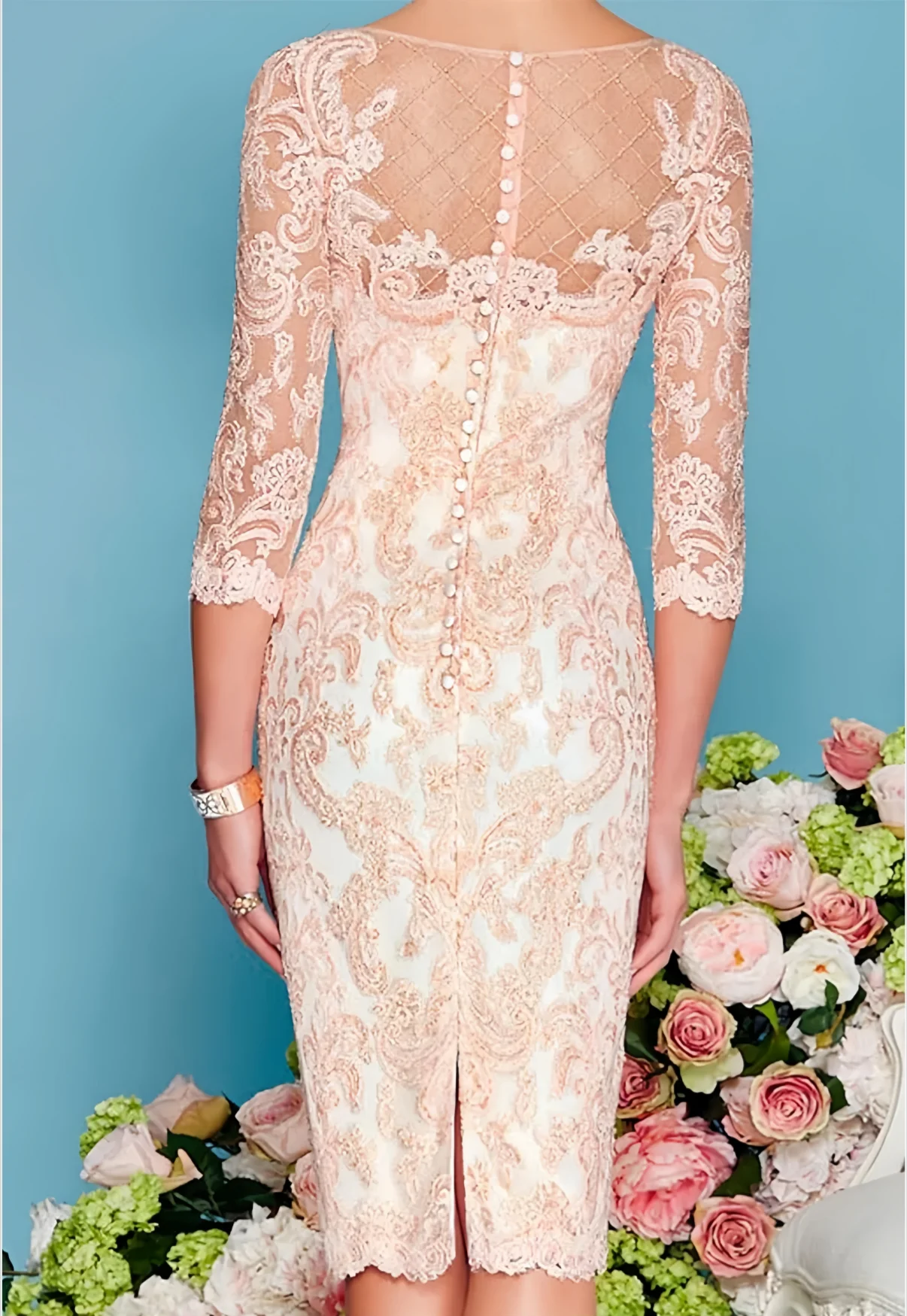 Two Piece Mother of the Bride Dress Elegant Jewel Neck Knee Length Chiffon Lace Wrap Included Jacket Dresses with Beading 2024