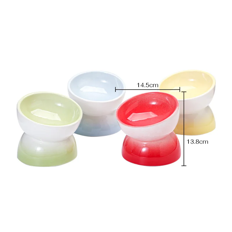 CX ceramic cat bowl cat dog food basin pet bowl large diameter high foot diagonal mouth bowl