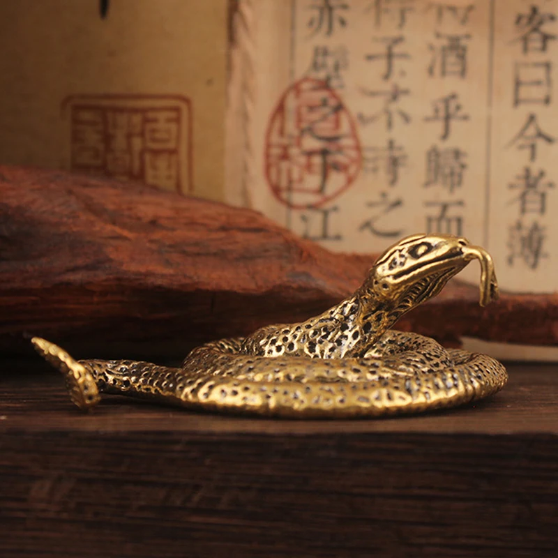 Cobre latão mini cobra antigo bronze decoração estatuetas para decoração interior ornamento de mesa cobre puro miniaturas estátua