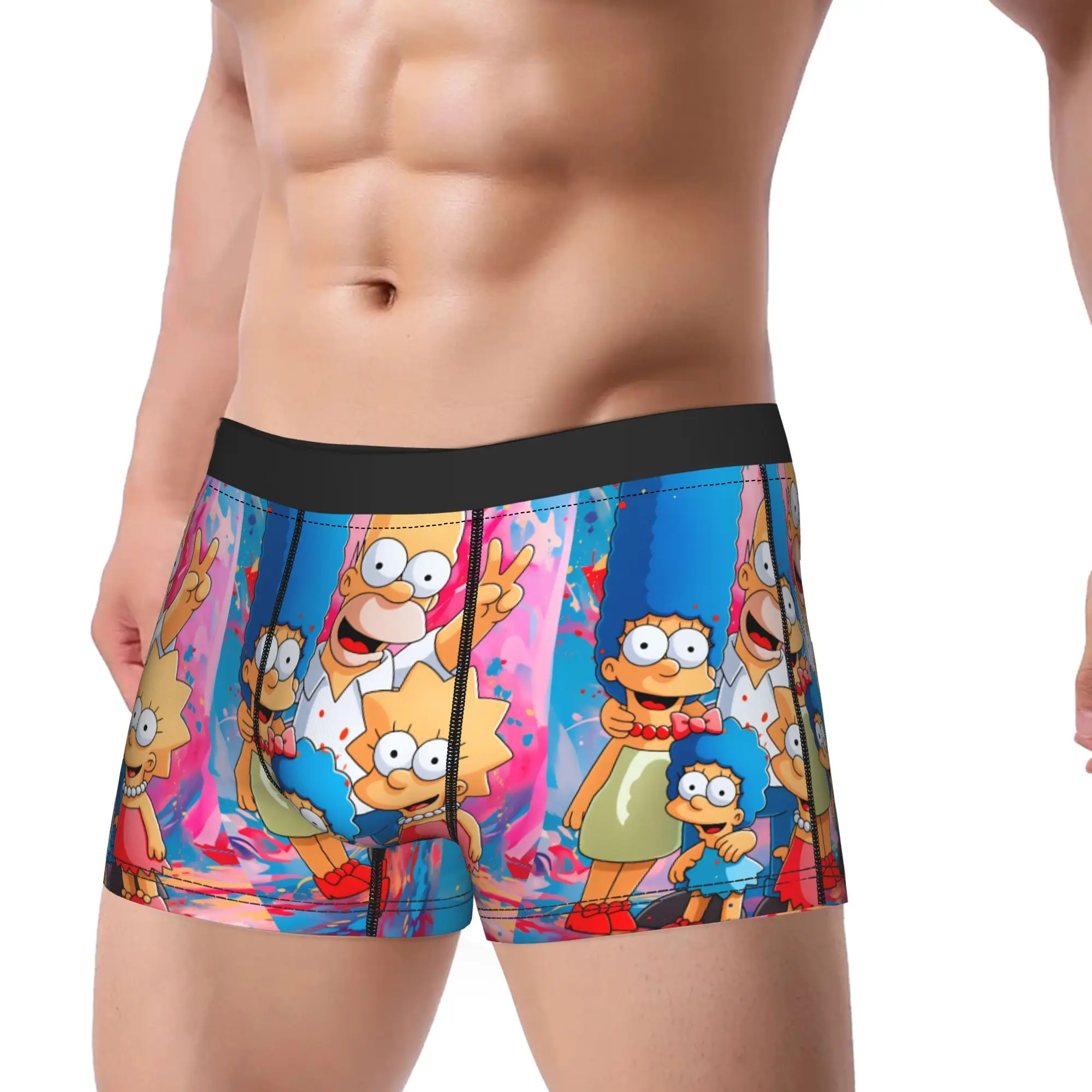 S-Simpsons Family Graffiti Art Portrait Underwear  Men Panties Design Sexy Soft Boxer Shorts Quality Boxer Brief Plus Size