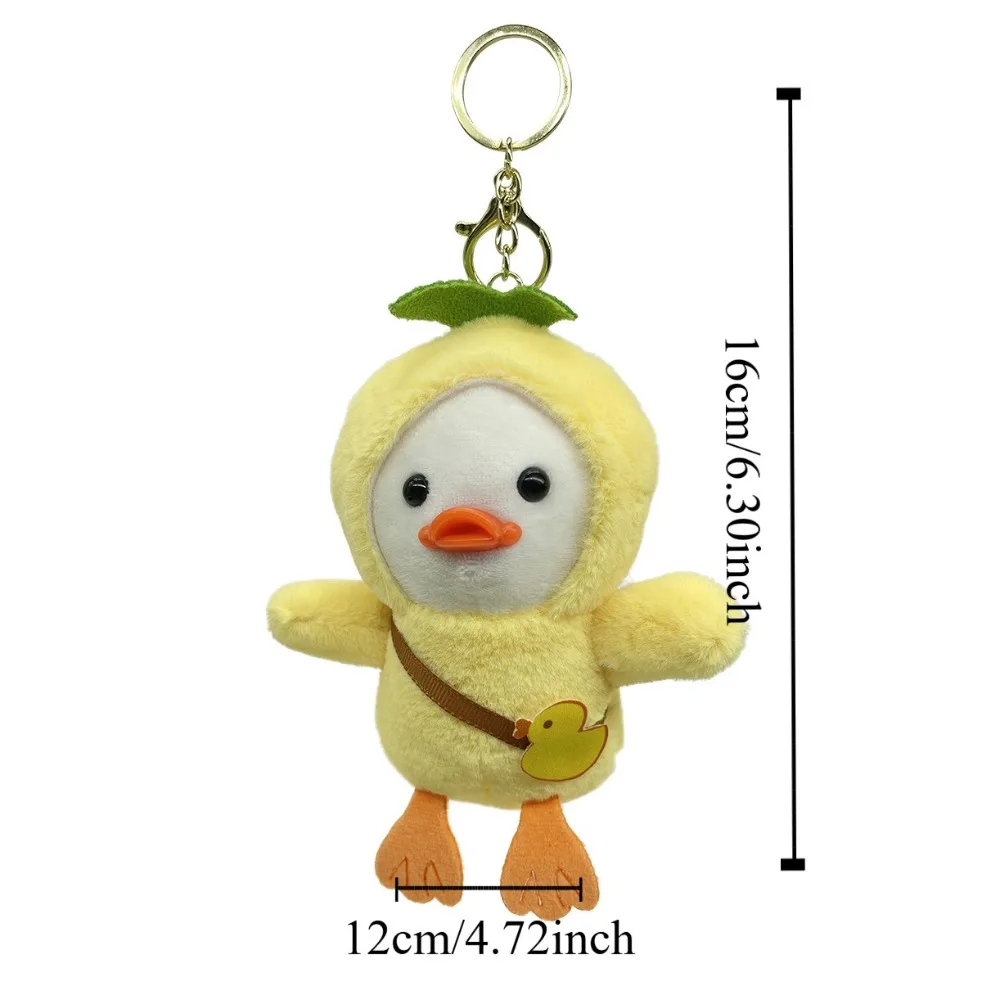 LLavero de felpa de pato de juguete de Anime, colgante de bolsa, simulación de pequeño pato amarillo, colgante de mochila de peluche suave